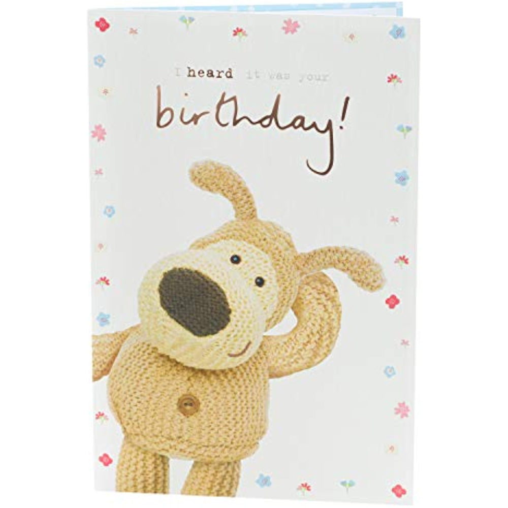 UK Greetings Cute Boofle birthday card featuring a cheerful design and festive message for celebrating birthdays.