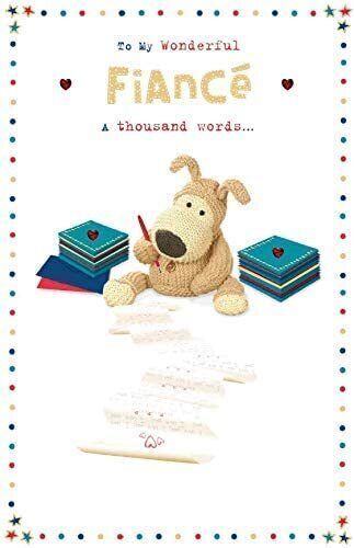 UK Greetings Cute Boofle fiancé greeting card featuring adorable Boofle character and heartfelt message for a special partner.