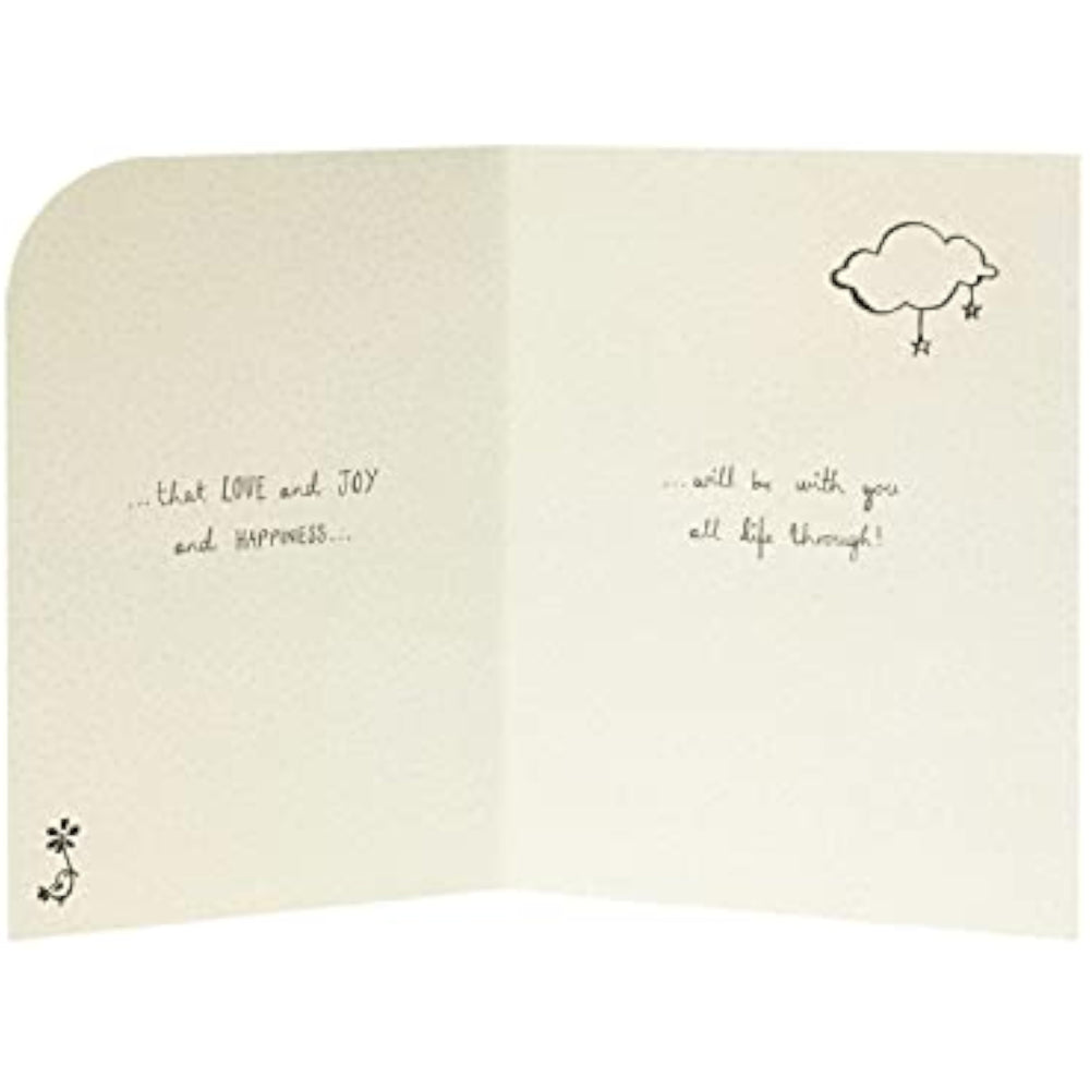 UK Greetings cute Christening card featuring colorful design, suitable for both him and her, with a heartfelt Christening wish.