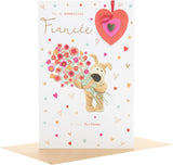 UK Greetings Cute Design Boofle Fiancée birthday greeting card featuring adorable illustration and heartfelt message for special occasions.