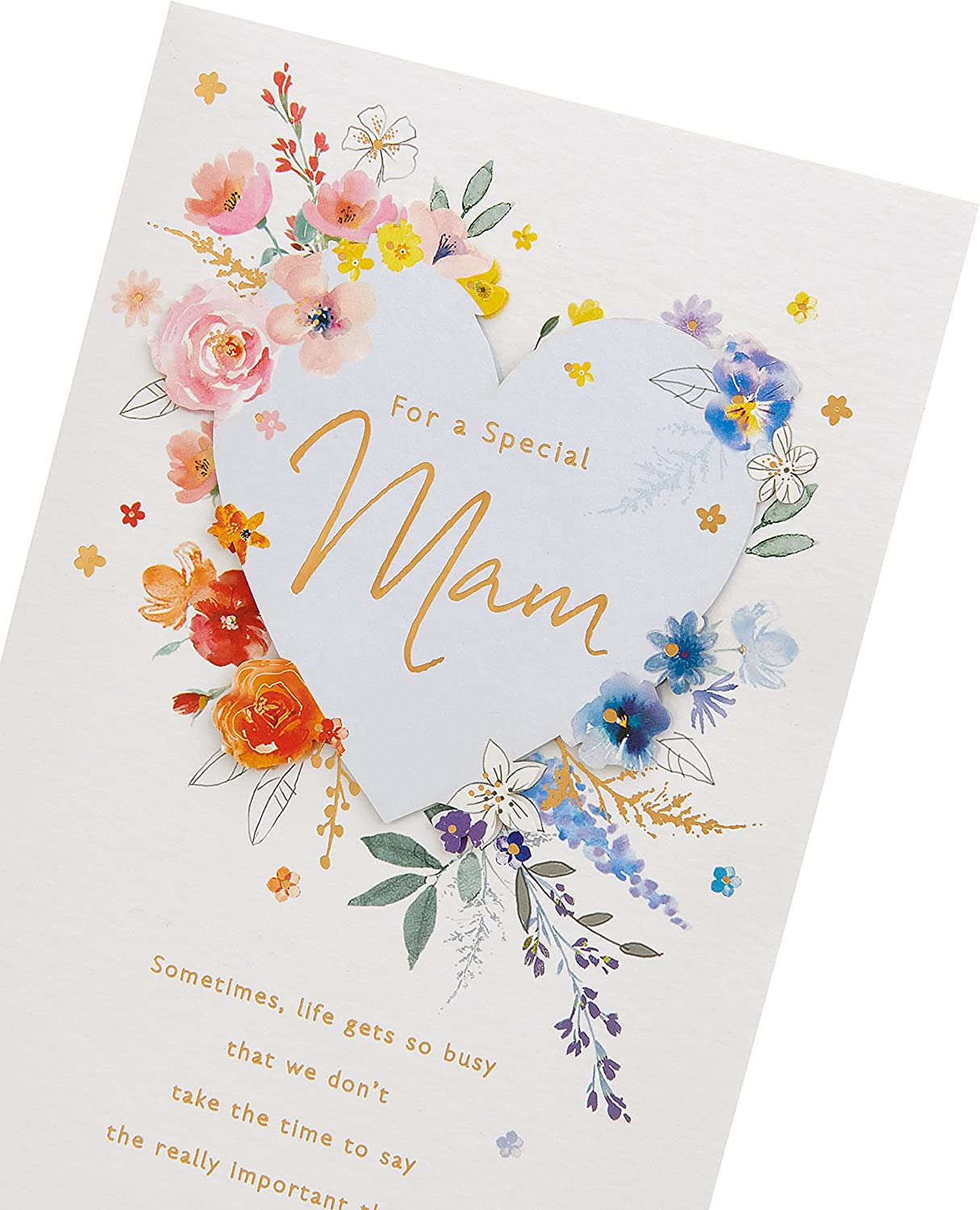 UK Greetings birthday greeting card featuring a cute heart watercolour floral design for moms.