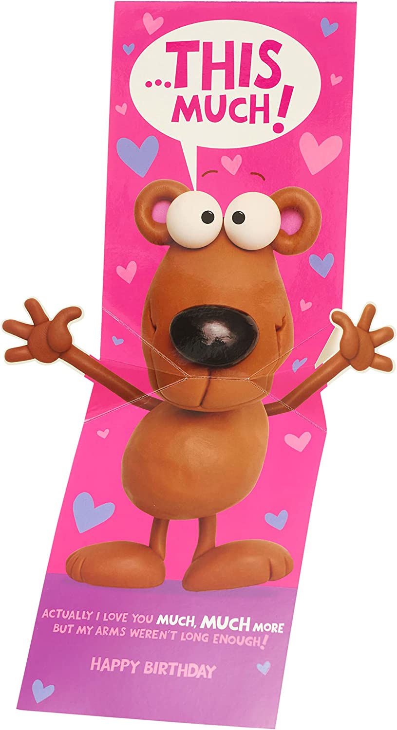 UK Greetings birthday greeting card with cute message inside for Mum, featuring colorful design and cheerful imagery.