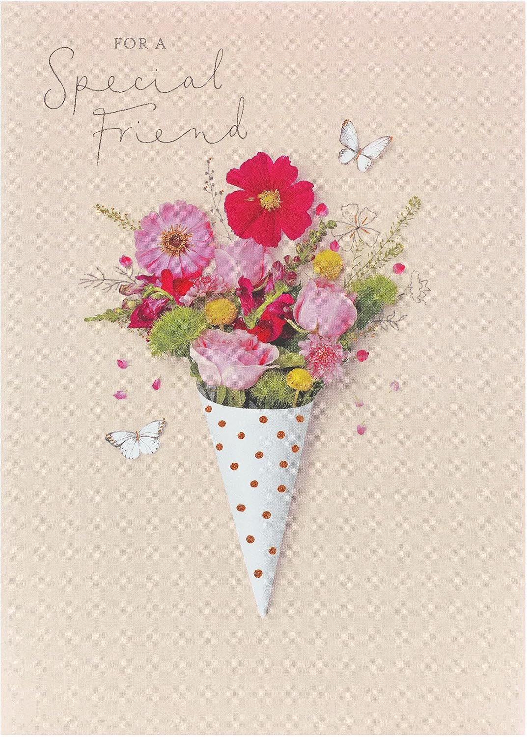 UK Greetings floral birthday card featuring a cute photographic floral design, perfect for celebrating special occasions.