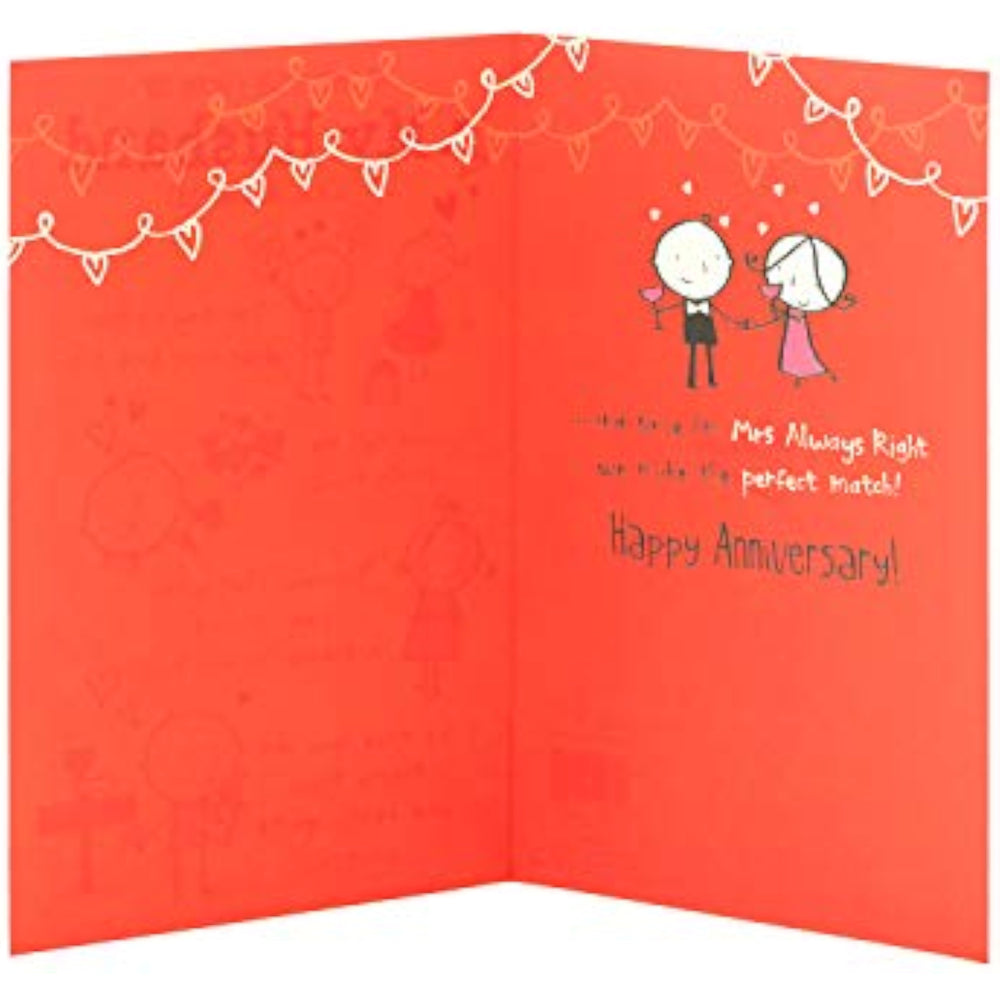 UK Greetings wedding anniversary greeting card with a cute poem design for husband, featuring colorful floral illustrations.