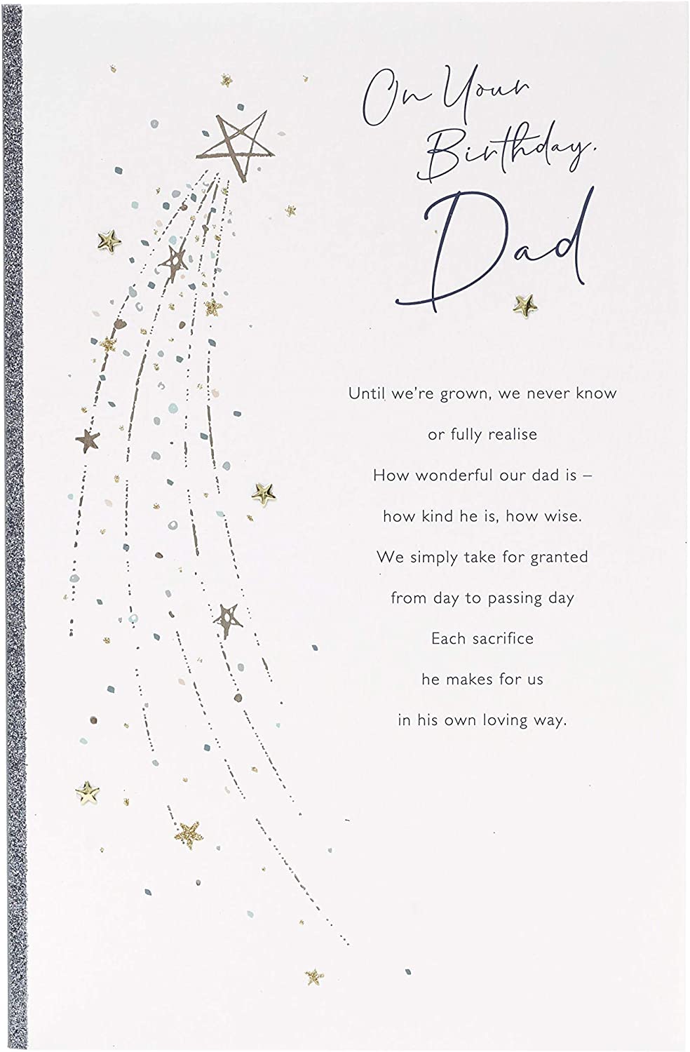 UK Greetings Dad birthday card with sentimental verse, featuring heartfelt message and decorative design for special occasion.