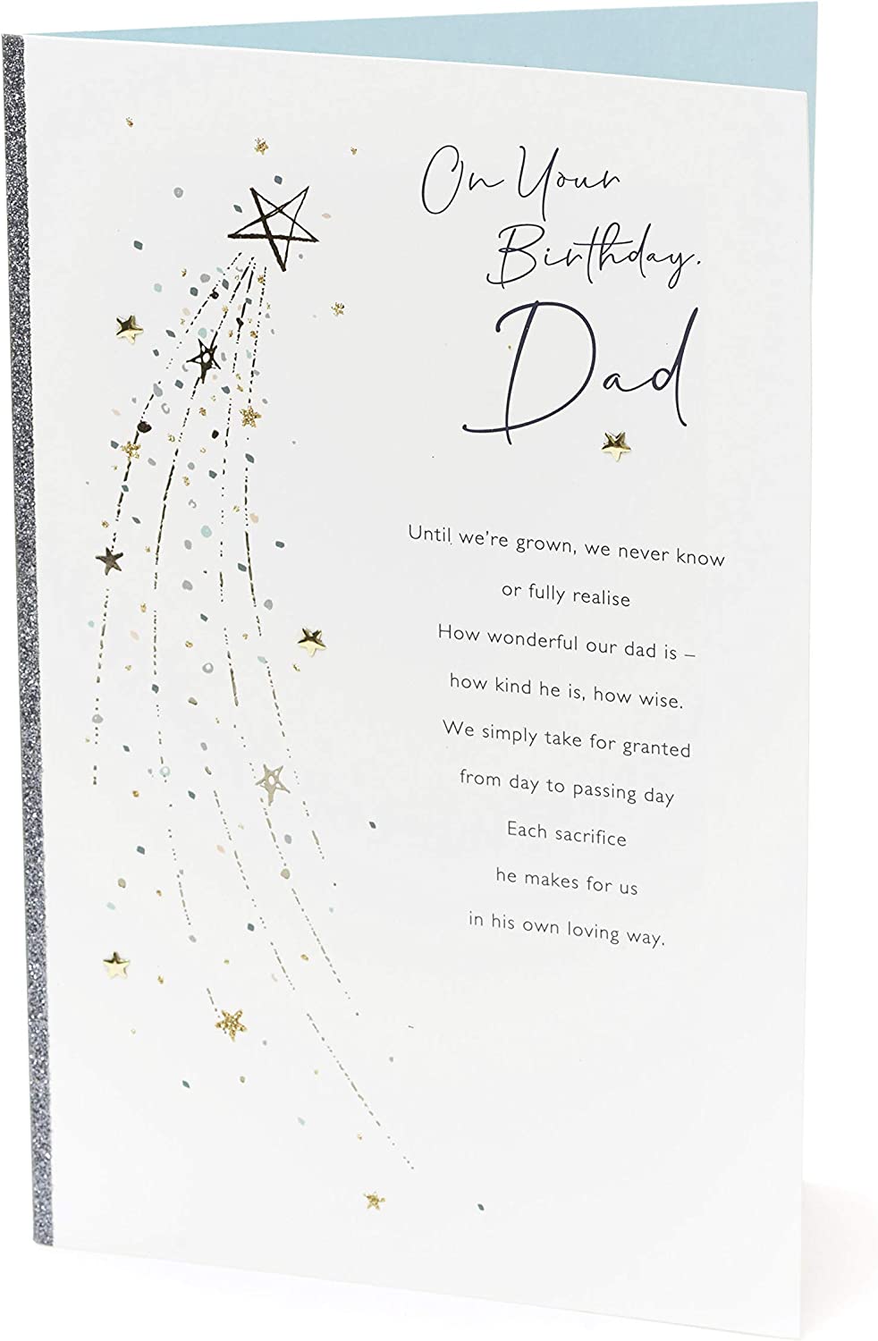 UK Greetings Dad birthday card with sentimental verse, featuring heartfelt message and colorful design for special occasion.