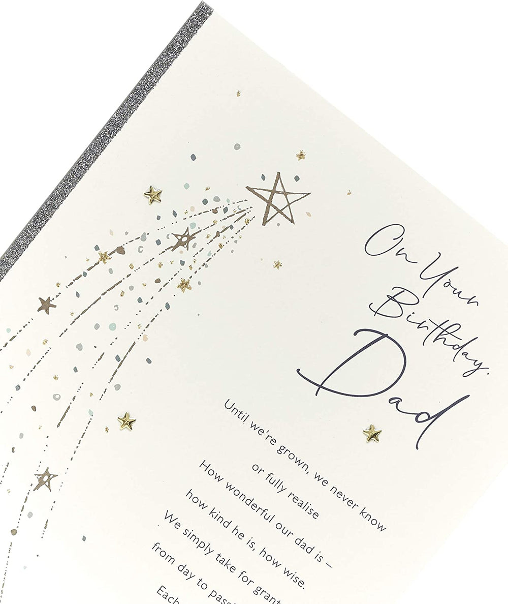 UK Greetings Dad birthday card with sentimental verse, featuring heartfelt message and colorful design for special occasions.