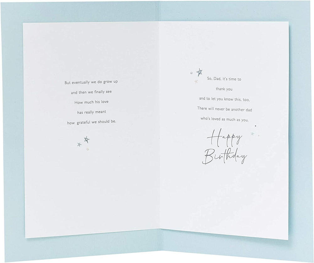 UK Greetings Dad birthday greeting card with sentimental verse, featuring heartfelt message and decorative design for special occasions.