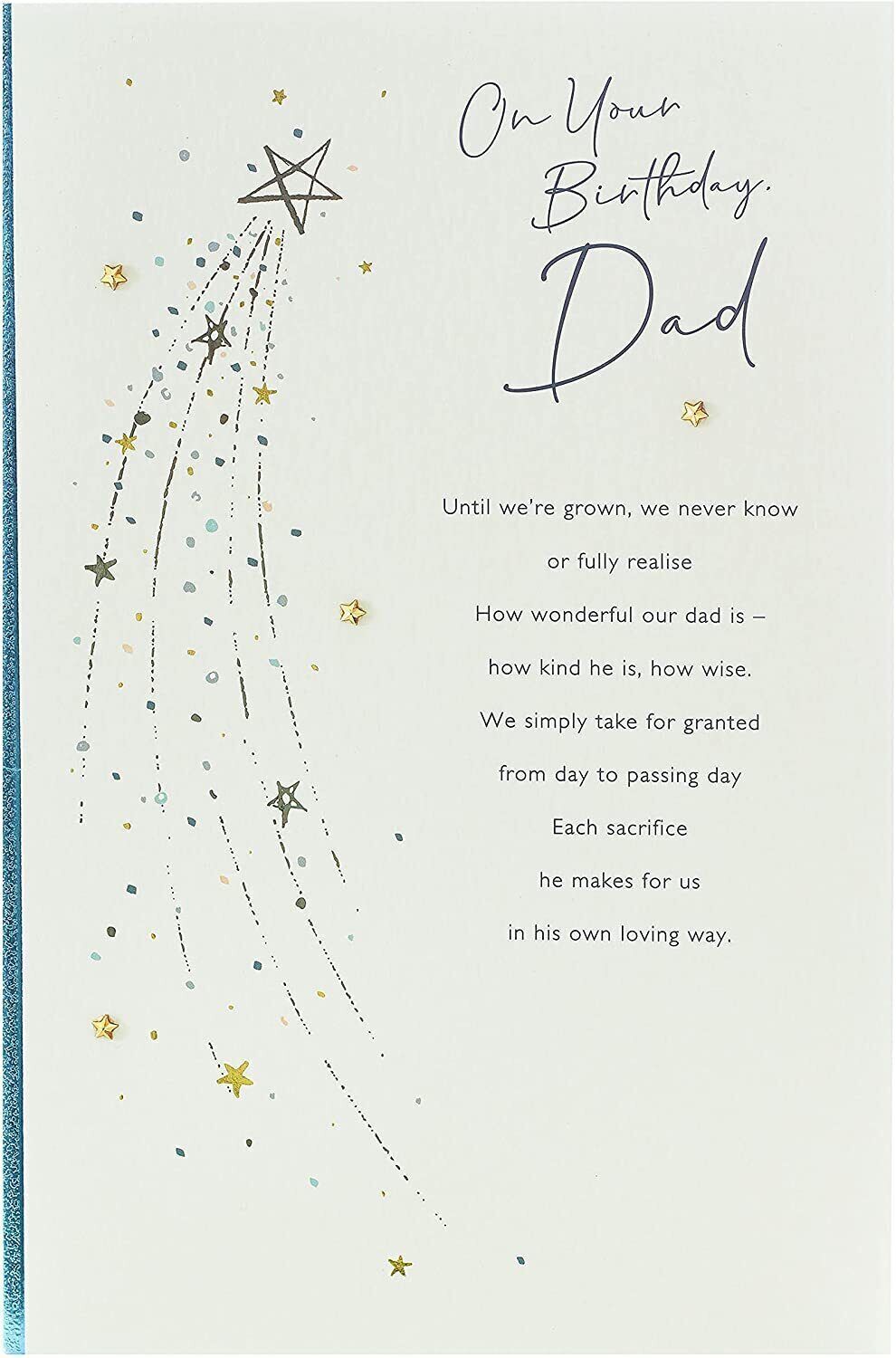 UK Greetings Dad birthday card with sentimental verse, featuring a heartfelt design for father's special day.