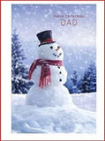 UK Greetings Dad Christmas Card featuring a festive snowman design, perfect for holiday greeting messages.