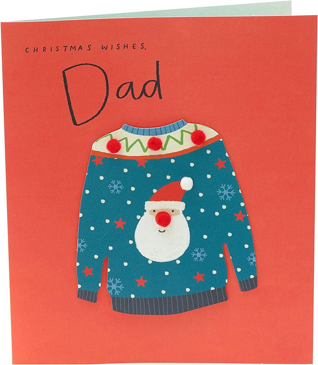 UK Greetings Dad Christmas Jumper Christmas Card featuring festive holiday design and cheerful holiday greeting.