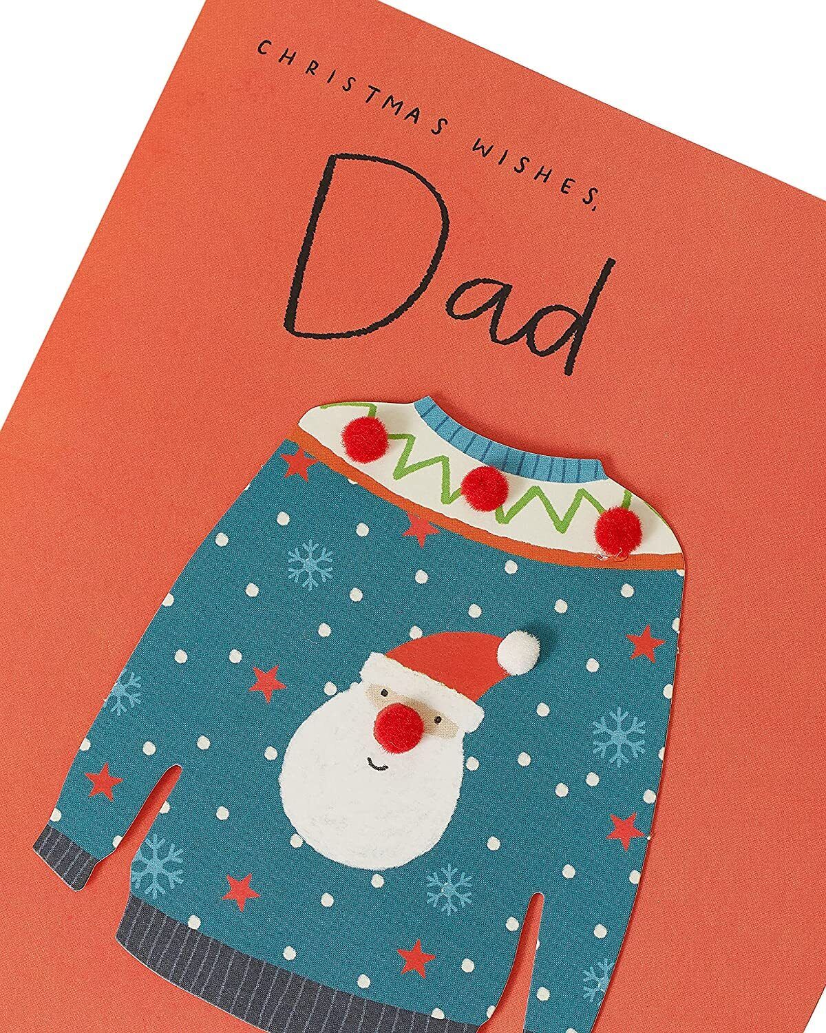 UK Greetings Dad Christmas Jumper Christmas Card featuring festive jumper design, ideal for holiday greeting cards.