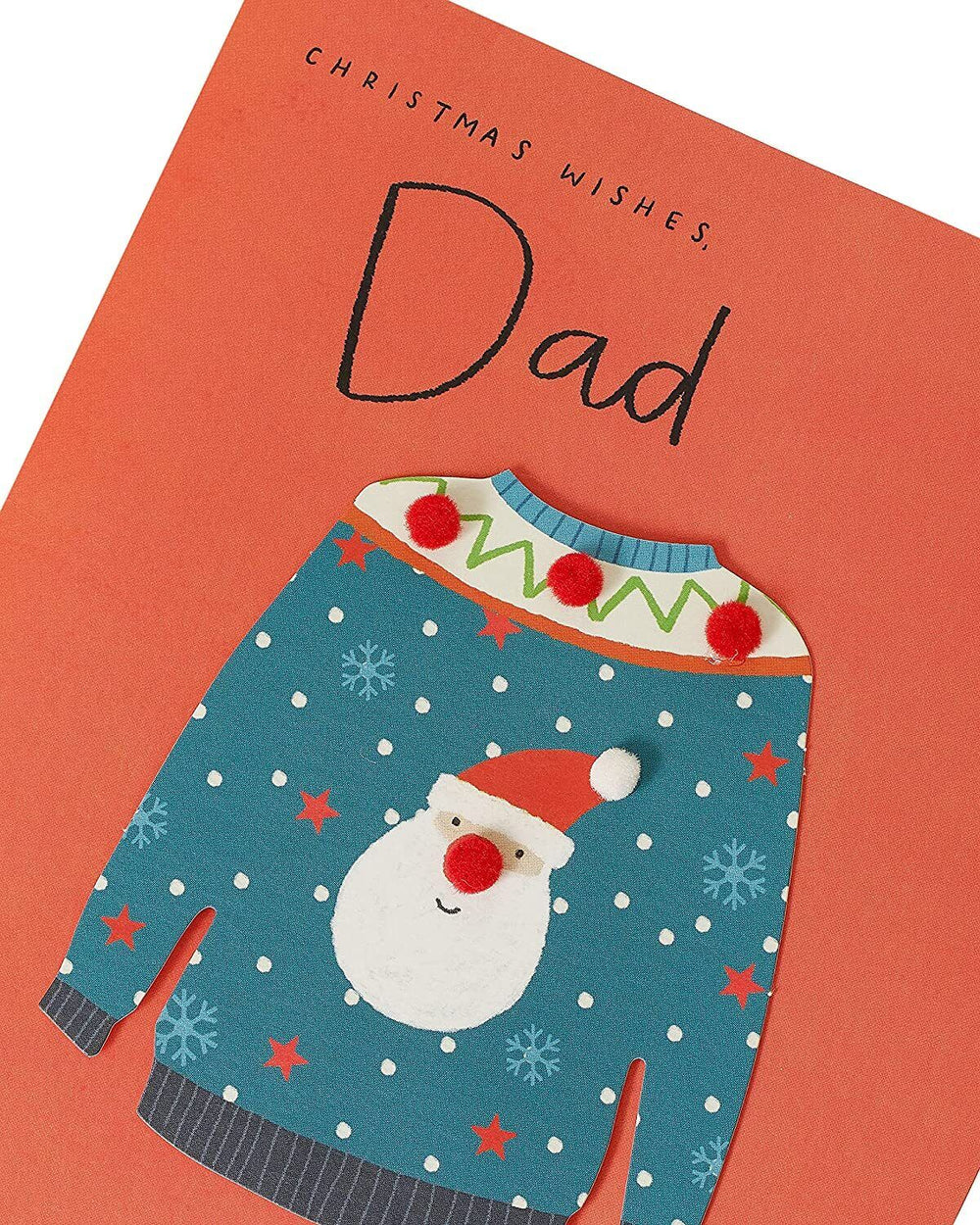 UK Greetings Dad Christmas Jumper Christmas Card featuring festive jumper design, ideal for holiday greeting cards.