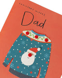 UK Greetings Dad Christmas Jumper Christmas Card featuring festive jumper design, ideal for holiday greeting cards.