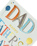 UK Greetings Dad Father's Day Card with colorful design and heartfelt message, perfect for celebrating dads on Father's Day.