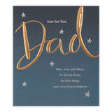 UK Greetings Father's Day card with gold "Dad" text, featuring a greeting card design for Father's Day celebration.