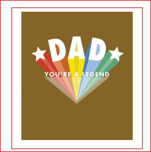 UK Greetings Father's Day card featuring humorous "Dad You're a Legend" design, perfect for celebrating dads on Father's Day.