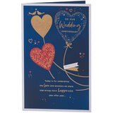 Dark blue wedding anniversary greeting card by UK Greetings featuring elegant design and floral accents.