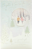 UK Greetings Christmas card featuring a beautiful winter scenery for daughter and son-in-law, perfect for holiday greetings.