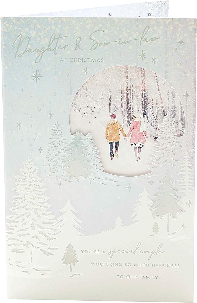 UK Greetings Daughter and Son-in-Law Christmas card with beautiful winter scenery design, perfect for holiday greetings.