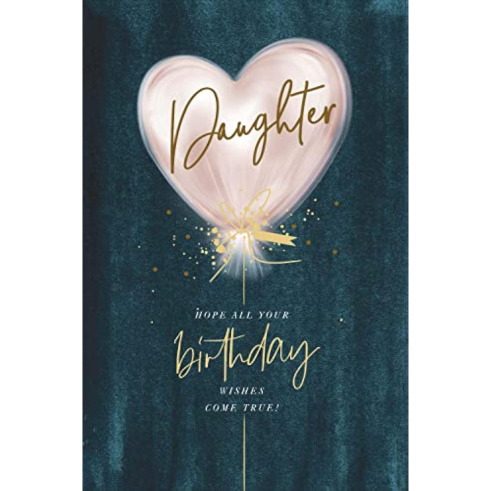 UK Greetings daughter birthday card featuring a contemporary design with a pink balloon on the front.