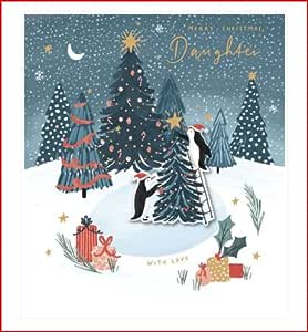 UK Greetings Daughter Christmas Card featuring festive design and "Merry Christmas Daughter, with Love" message, perfect for holiday wishes.
