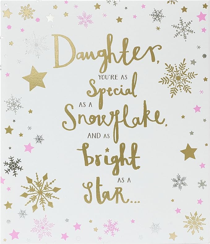 UK Greetings Daughter Christmas greeting card with embellished design and festive holiday imagery.