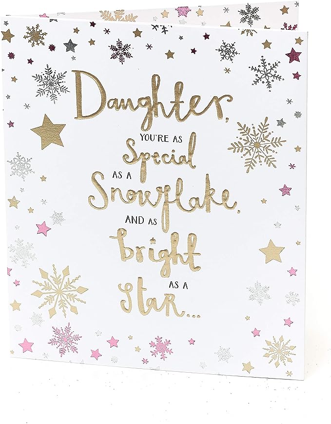 UK Greetings daughter Christmas greeting card with embellished design, featuring festive holiday imagery and special holiday messages.