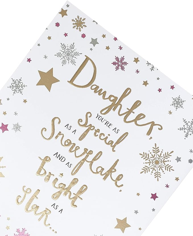 UK Greetings Daughter Christmas greeting card with embellishments, featuring festive design and special holiday message.