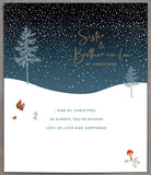 UK Greetings Deer Christmas scene greeting card featuring a sister and brother-in-law, festive holiday design for Christmas wishes.