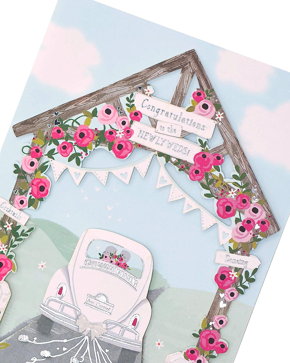 UK Greetings wedding greeting card with detailed floral design, featuring elegant artwork for special wedding occasions.