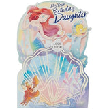 Disney Ariel and Flounder birthday greeting card by UK Greetings featuring colorful underwater scene for daughters' birthday.