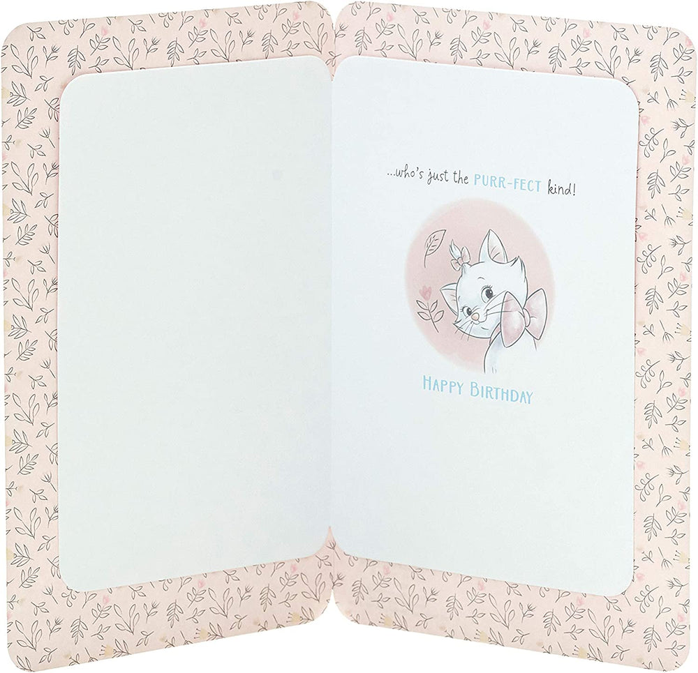 UK Greetings Disney Aristocats Marie niece birthday card featuring Marie the cat from Disney's Aristocats, with colorful birthday design.
