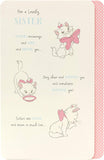 UK Greetings Disney Aristocats Marie Sister birthday greeting card featuring Marie the cat from Disney's Aristocats.