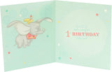 UK Greetings Disney Dumbo birthday greeting card featuring Dumbo and colorful birthday design.