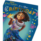 UK Greetings Disney Encanto birthday greeting card featuring colorful characters and festive design for celebrating special occasions.