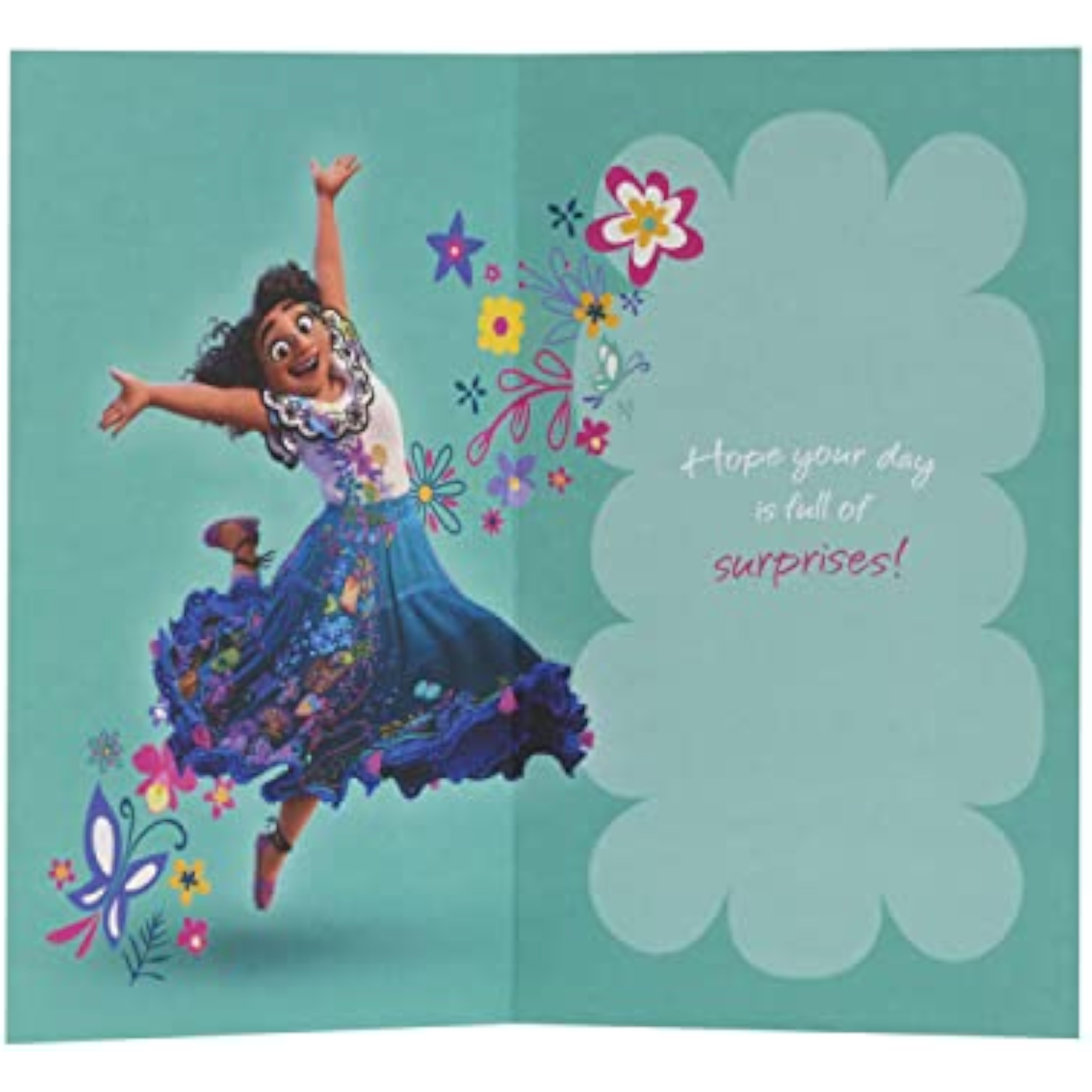 Disney Encanto birthday greeting card by UK Greetings with colorful character illustrations and festive design.