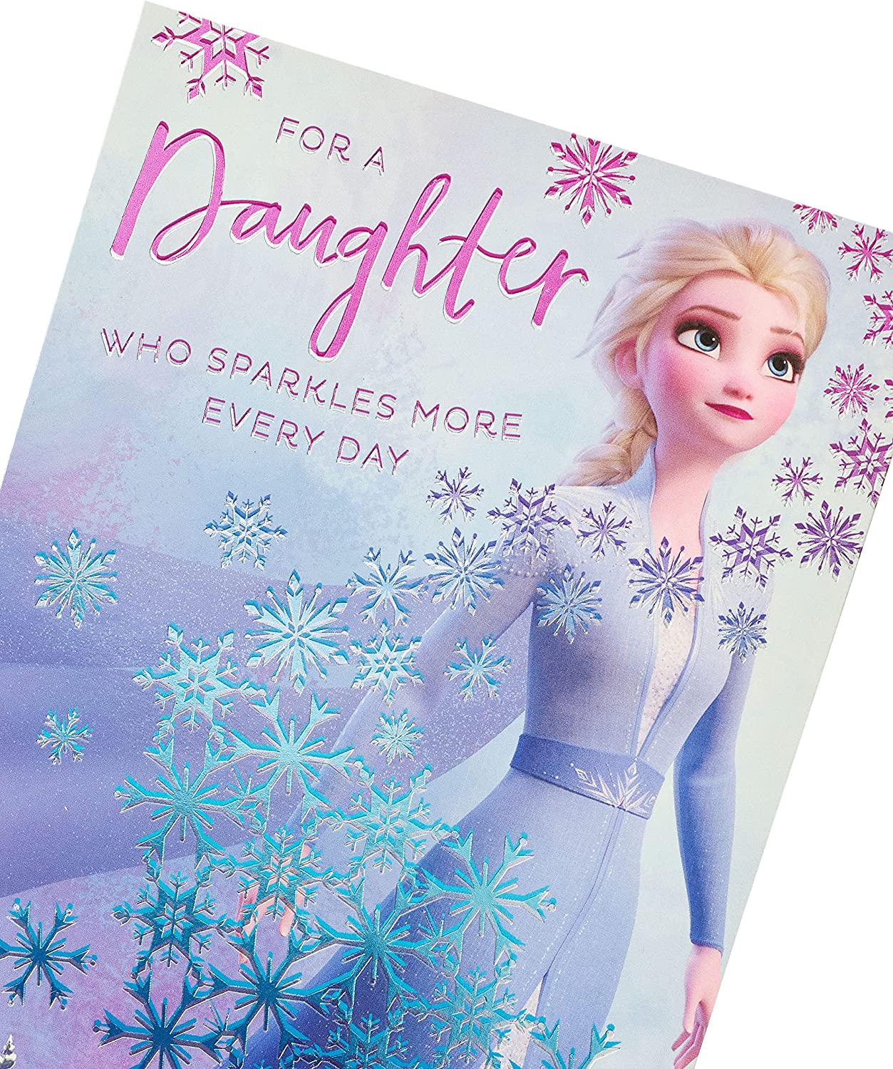 Disney Frozen 2 Elsa birthday greeting card for daughters by UK Greetings, featuring Elsa and winter-themed design.