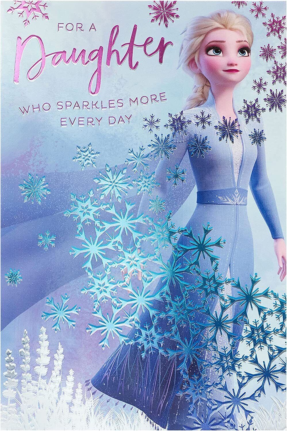 Disney Frozen 2 Elsa birthday greeting card for daughter by UK Greetings, featuring Elsa and winter-themed design.