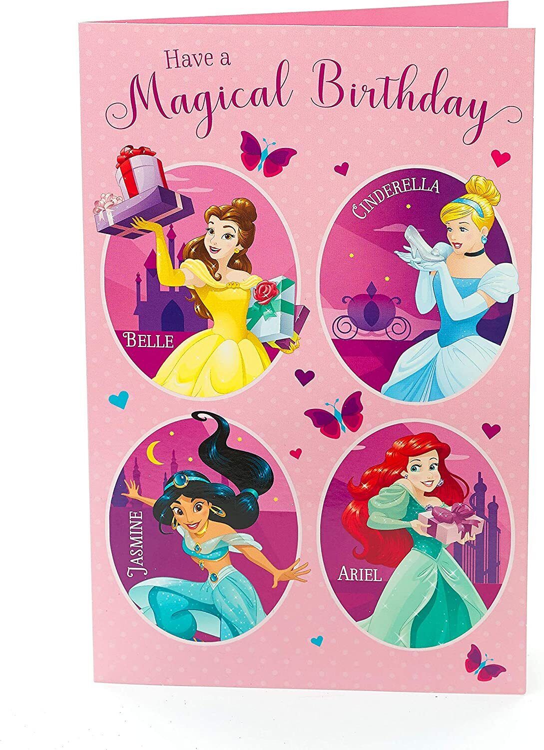 Disney Princesses greeting card by UK Greetings featuring colorful princess illustrations for a magical birthday celebration.