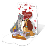 Disney Lady and the Tramp Valentine's Day greeting card by UK Greetings, featuring romantic artwork and heartfelt message.