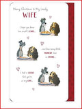 Disney Lady and the Tramp wife Christmas card by UK Greetings, featuring festive artwork of the beloved Disney characters.