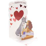 UK Greetings Disney Lady & the Tramp anniversary greeting card with a stunning pop-up design for him and her.