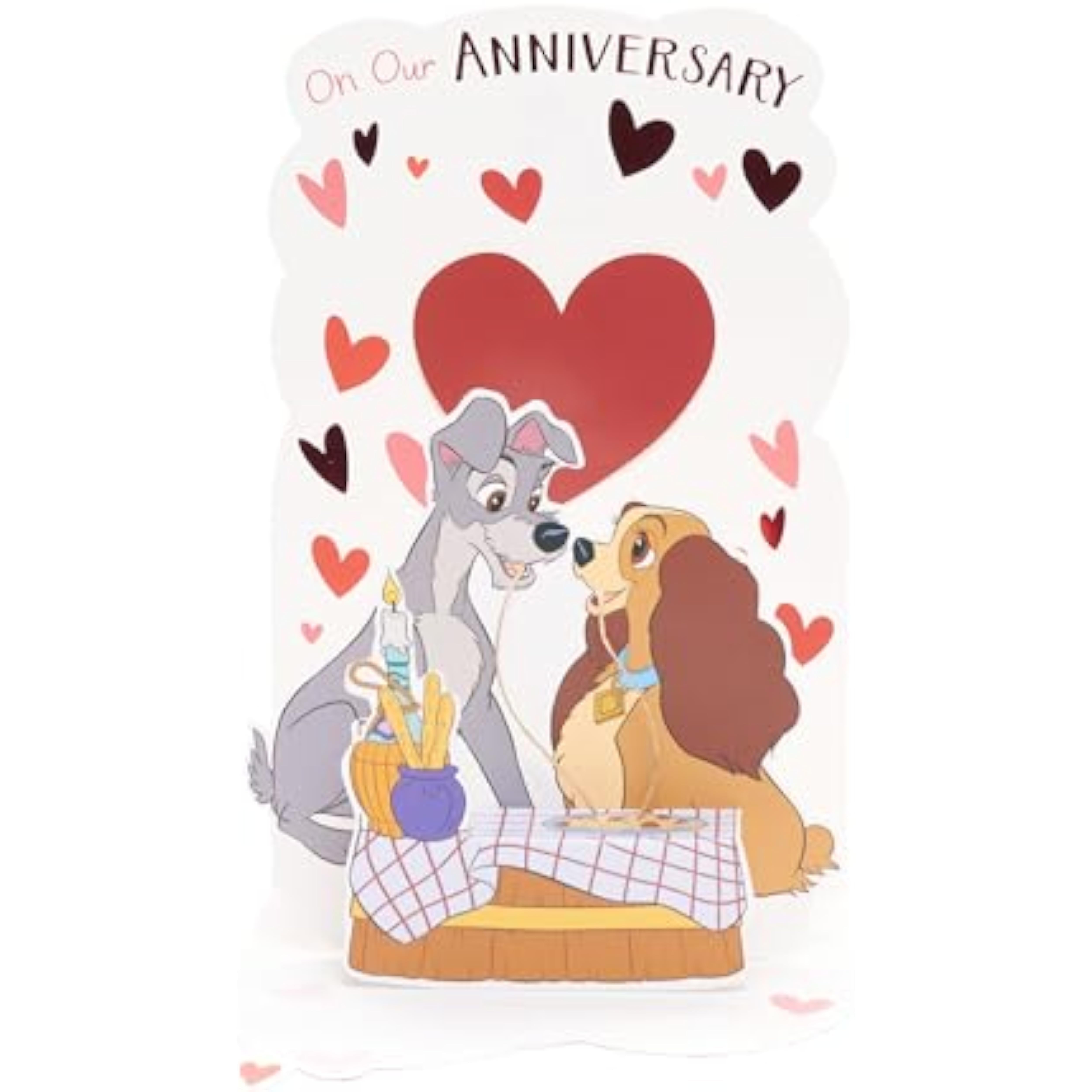 UK Greetings Disney Lady & the Tramp anniversary greeting card with stunning pop-up design for him or her.