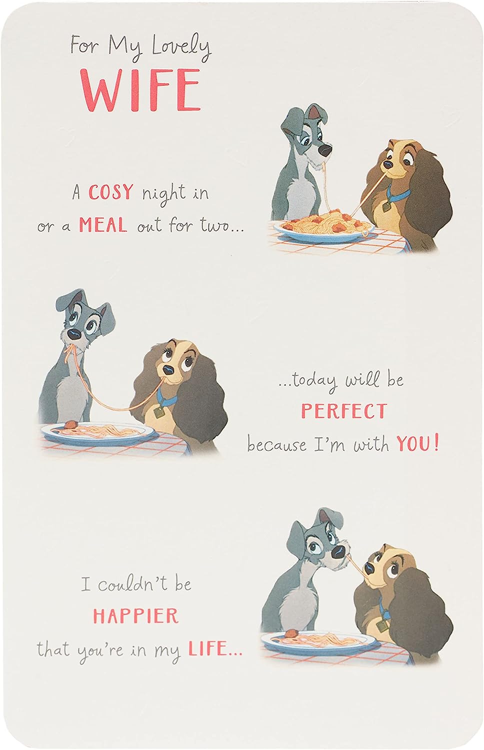 Disney Lady and the Tramp Valentines Day greeting card by UK Greetings featuring charming Disney characters for Valentine's Day.