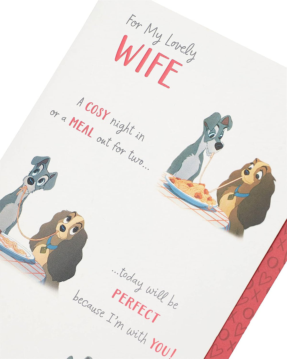 Disney Lady and the Tramp Valentines Day greeting card by UK Greetings featuring characters from the classic Disney film.