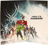 Disney Marvel Avengers 3D holographic birthday card by UK Greetings featuring Marvel characters and vibrant colorful design.