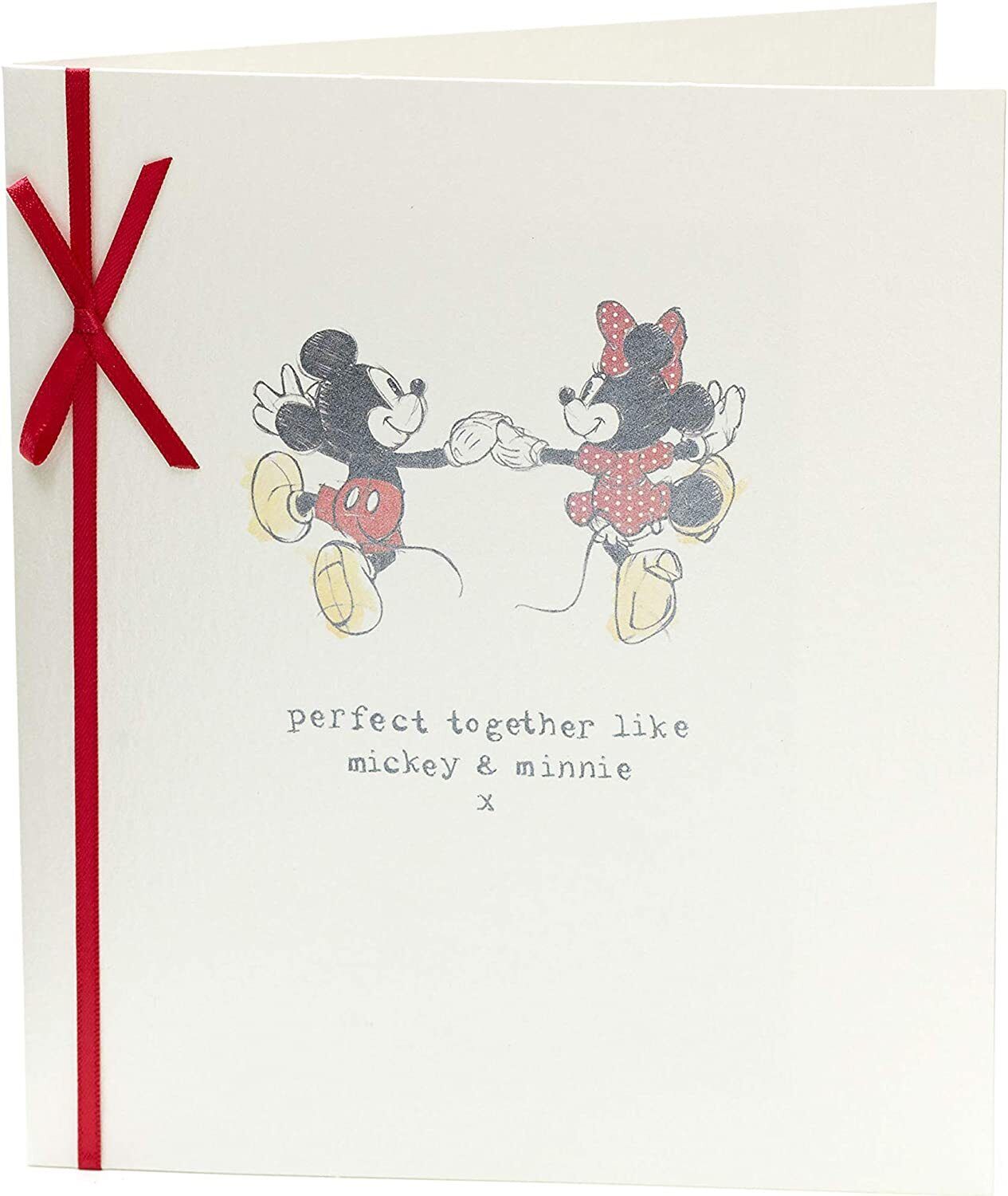 Disney Mickey and Minnie Mouse anniversary greeting card by UK Greetings featuring colorful cartoon characters on the front.