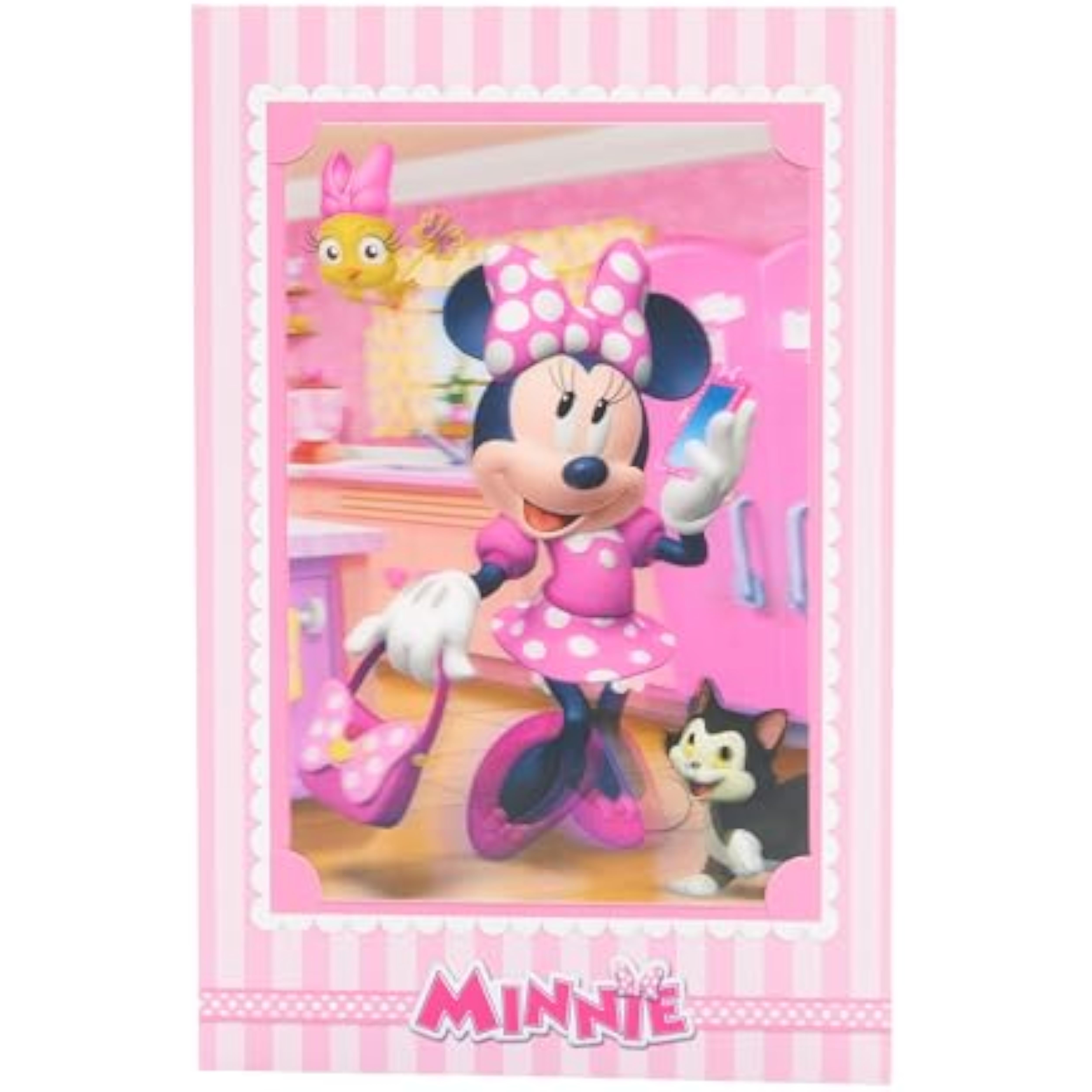 UK Greetings Disney Minnie Mouse 3D keepsake girl birthday card featuring Minnie Mouse with colorful birthday decorations.