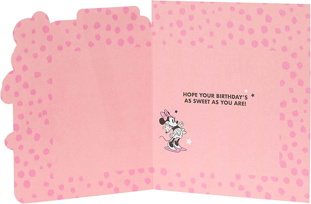 UK Greetings Disney Minnie Mouse birthday greeting card for age 7 featuring Minnie Mouse illustration and colorful design.